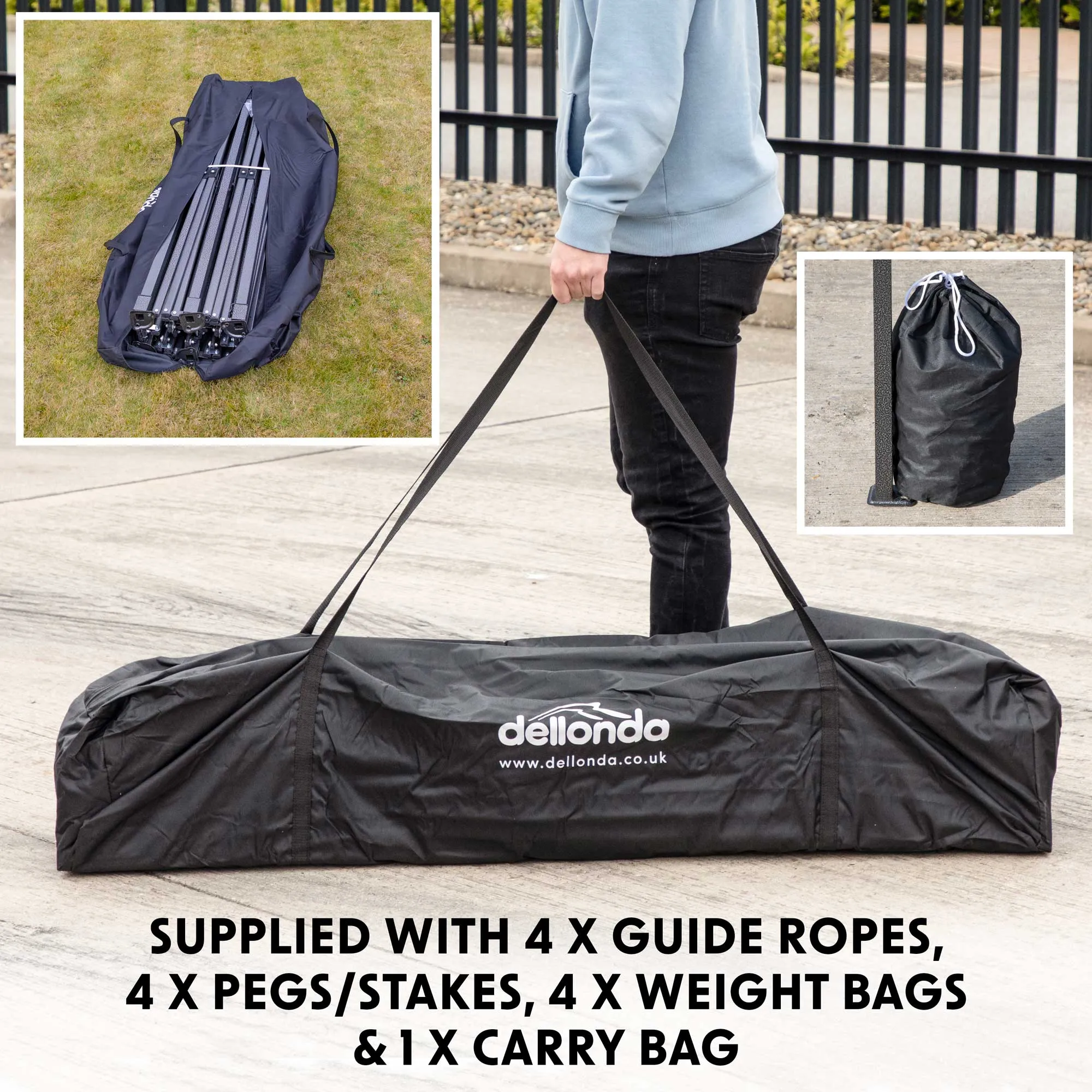 Premium 3x3m Pop-Up Gazebo, Water Resistant, Carry Bag, Stakes & Weight Bags - Dark Green - DG132