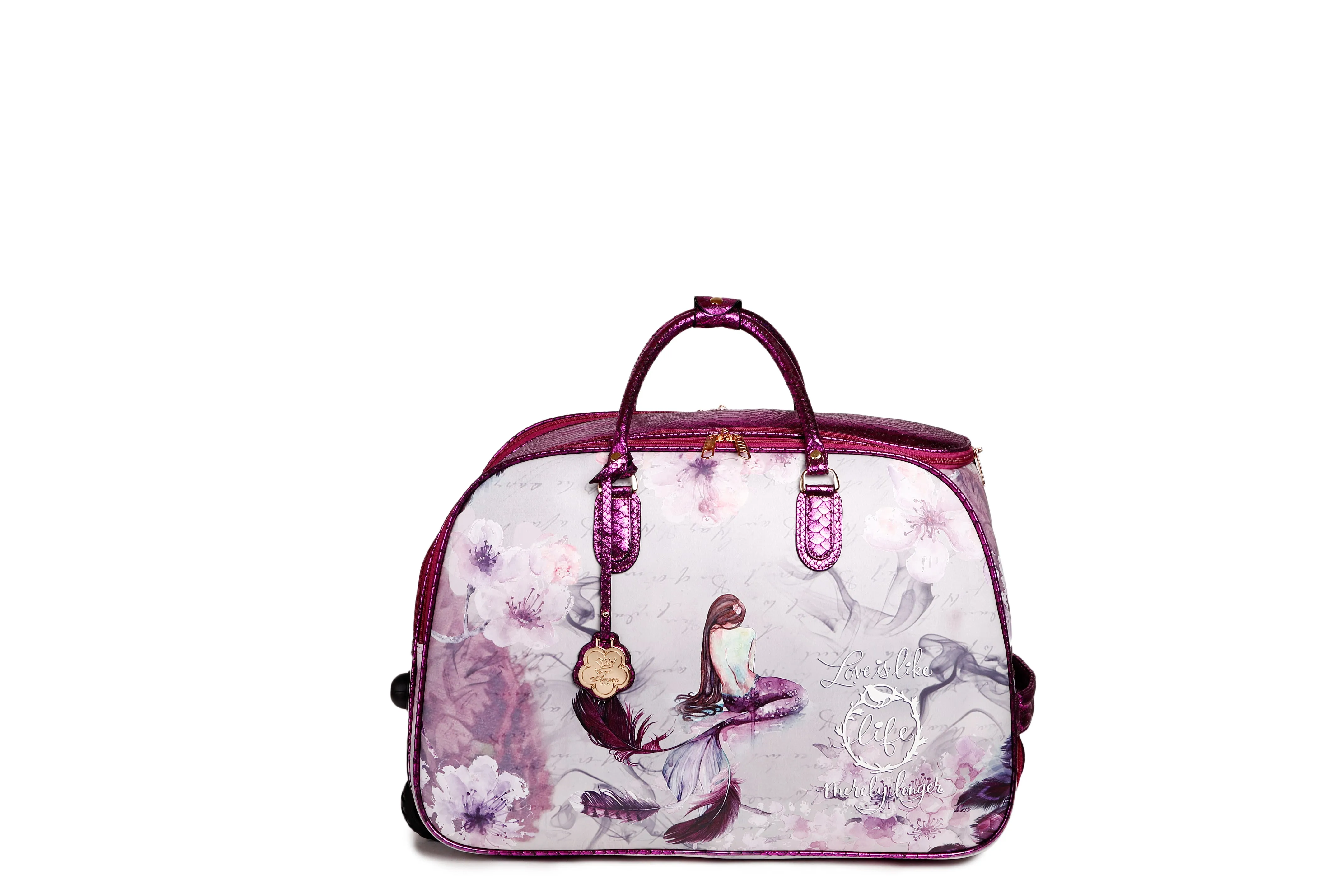 Princess Mera 3PC Set | Rolling Duffel Bag Set   Wallet [BCD6988-6977-WA]
