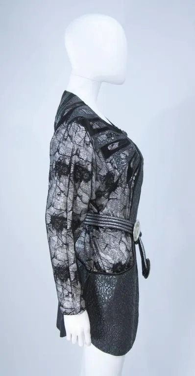 ROBERTO CAVALLI Lace Metallic Suede Jacket, Belt Size Small