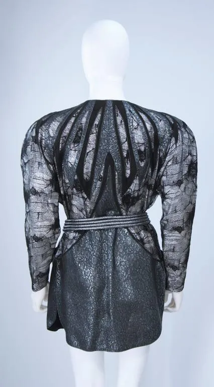 ROBERTO CAVALLI Lace Metallic Suede Jacket, Belt Size Small