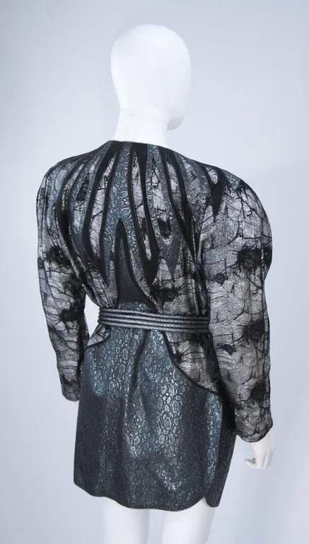 ROBERTO CAVALLI Lace Metallic Suede Jacket, Belt Size Small