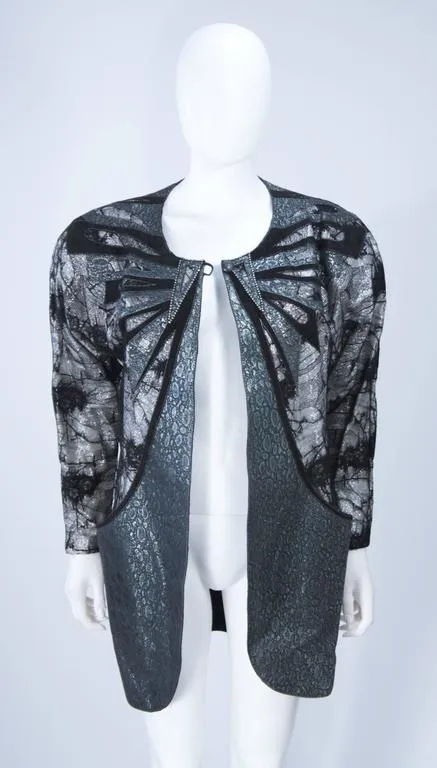 ROBERTO CAVALLI Lace Metallic Suede Jacket, Belt Size Small