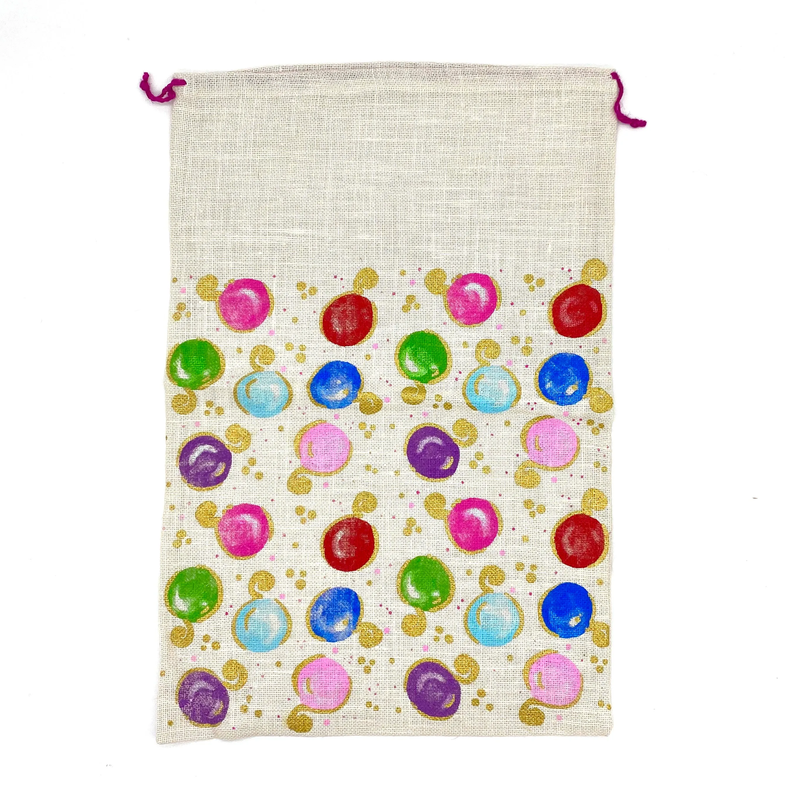 SANTA SACK WITH METALLIC DOT PRINT IN JUTE