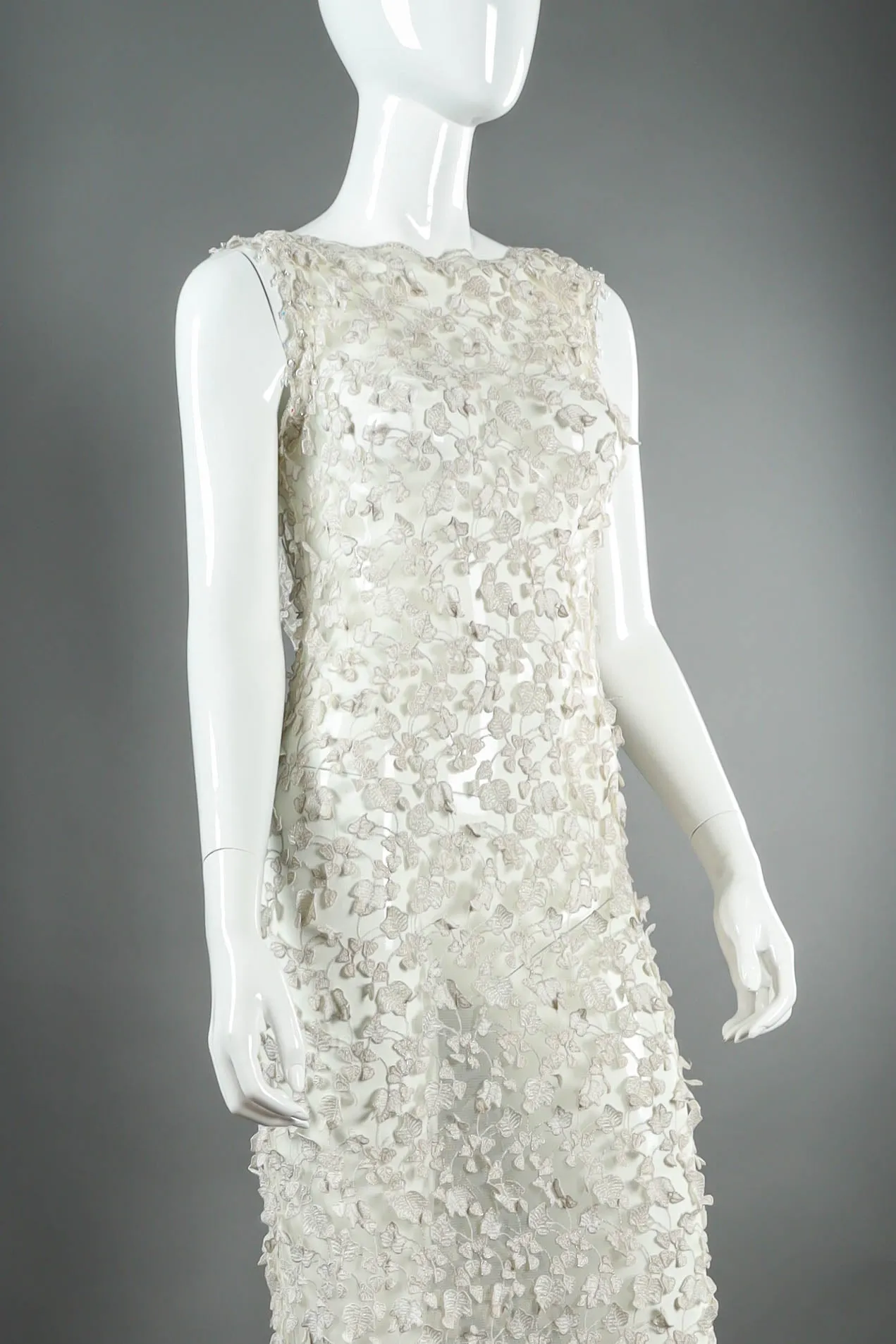 Sheer Metallic Leaf Dress