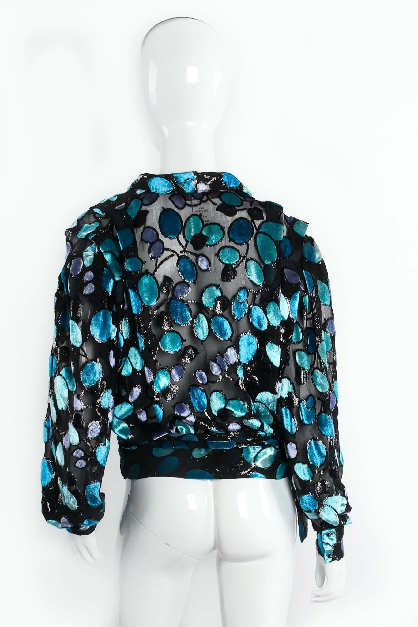 Sheer Silk Metallic Velvet Polka Dot Wrap Blouse