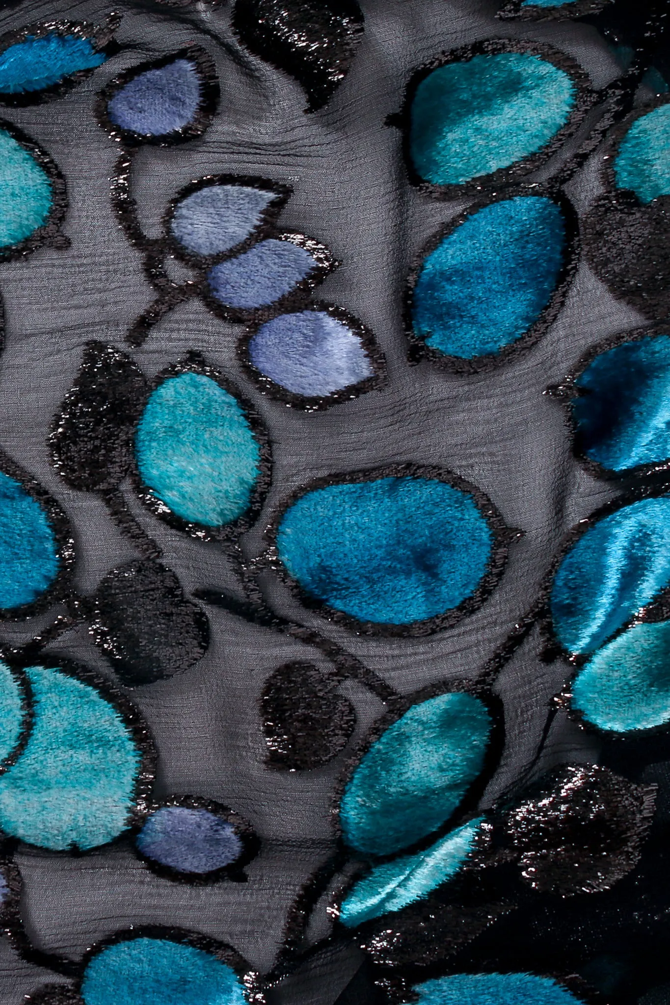 Sheer Silk Metallic Velvet Polka Dot Wrap Blouse