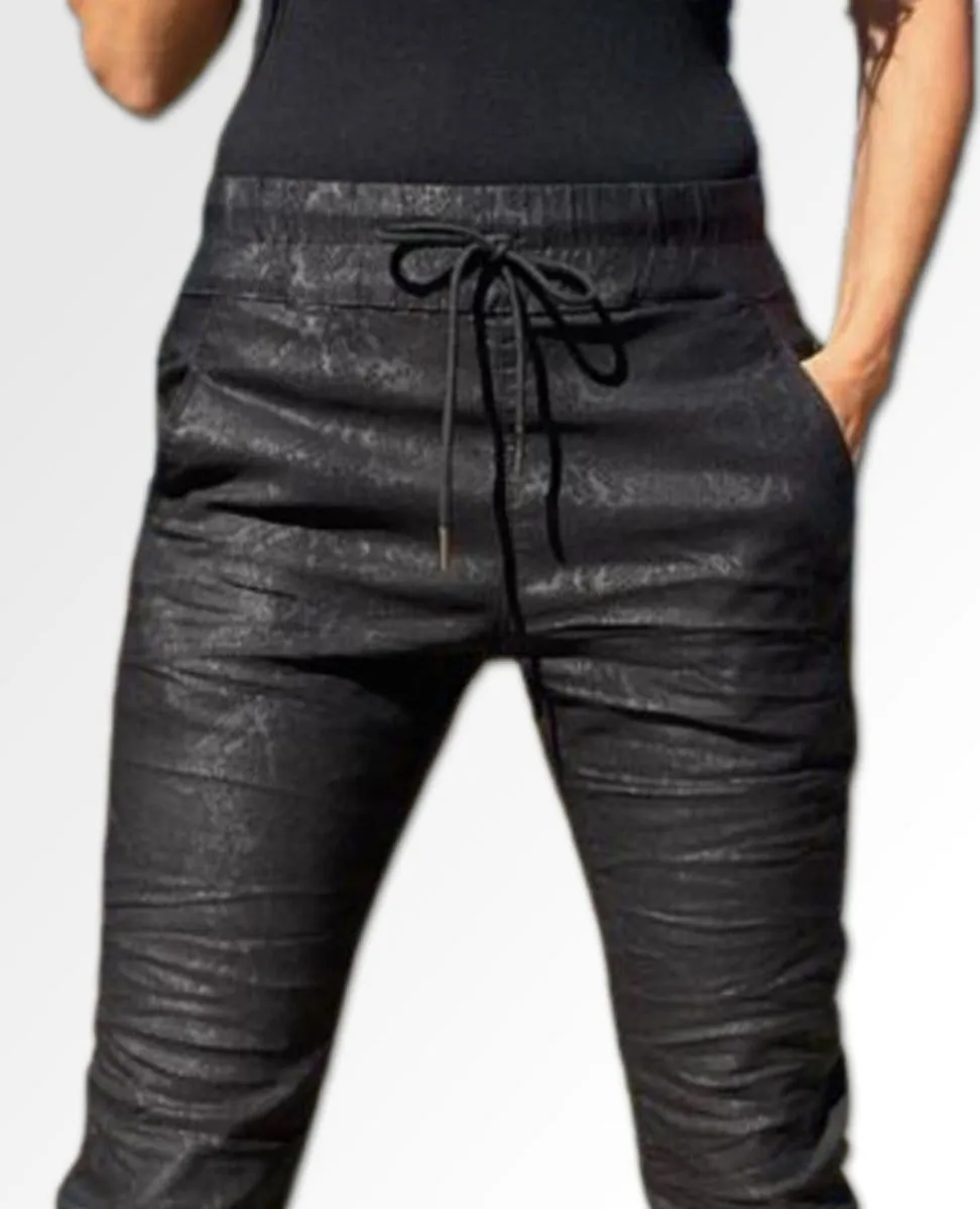 Shely Drawstring Black Python Flog