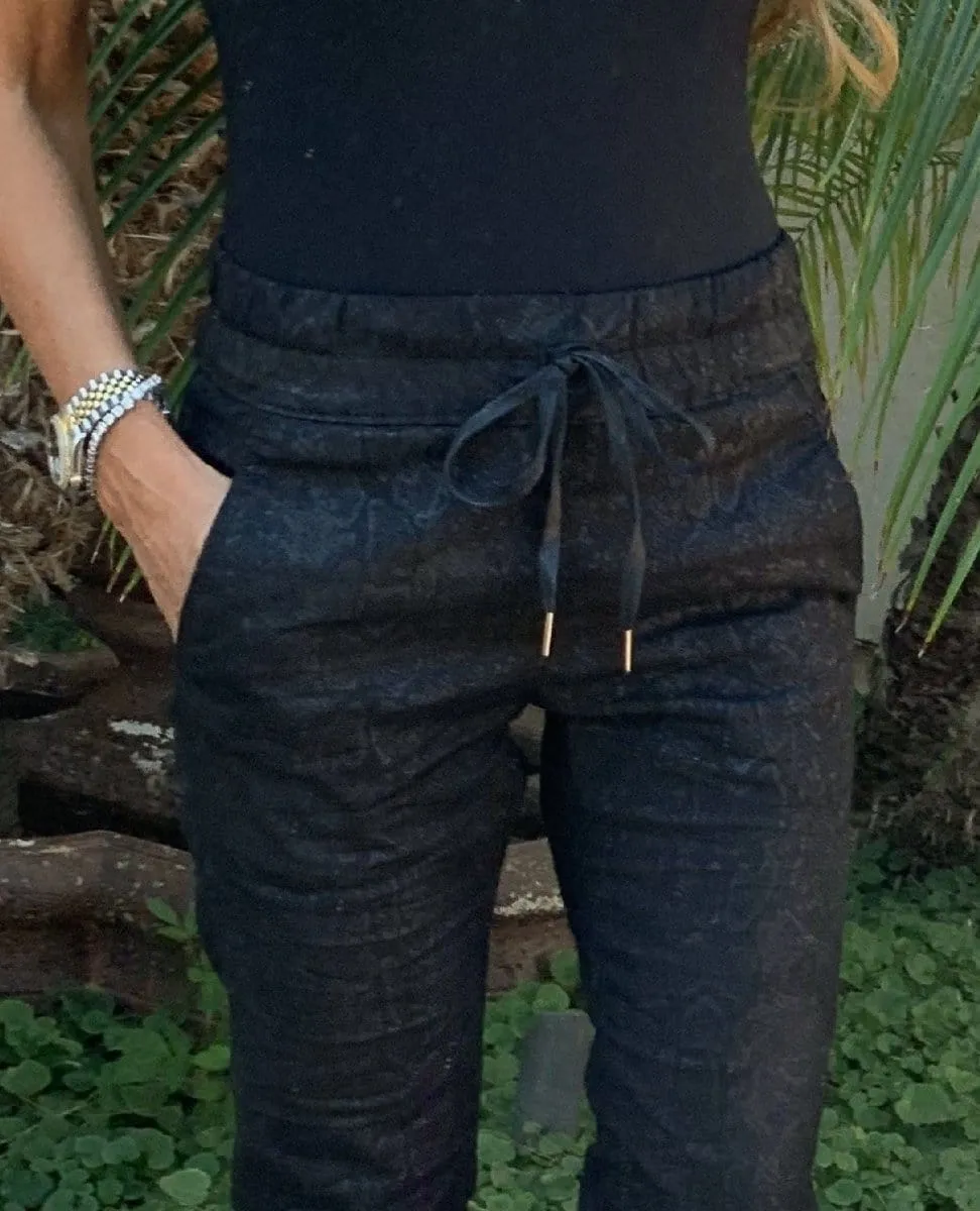 Shely Drawstring Black Python Flog