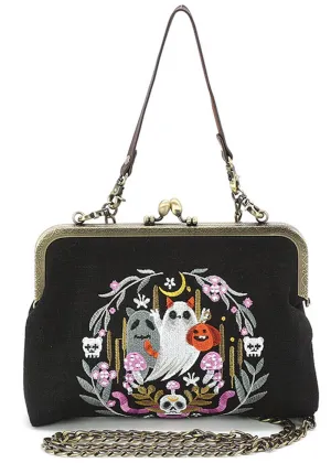 Succubus Bags Ghosts Wreath Kiss Lock Bag Black