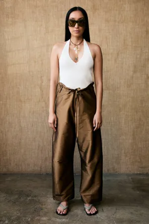 Techno Taffeta Barrel Pant in Bronze