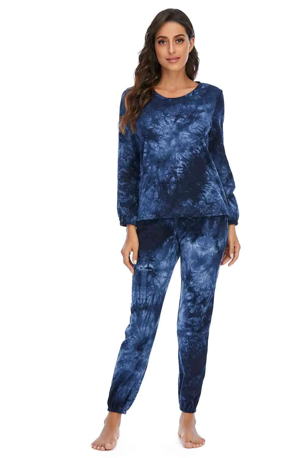 Tie-Dye Top and Drawstring Pants Lounge Set (3 Colors)