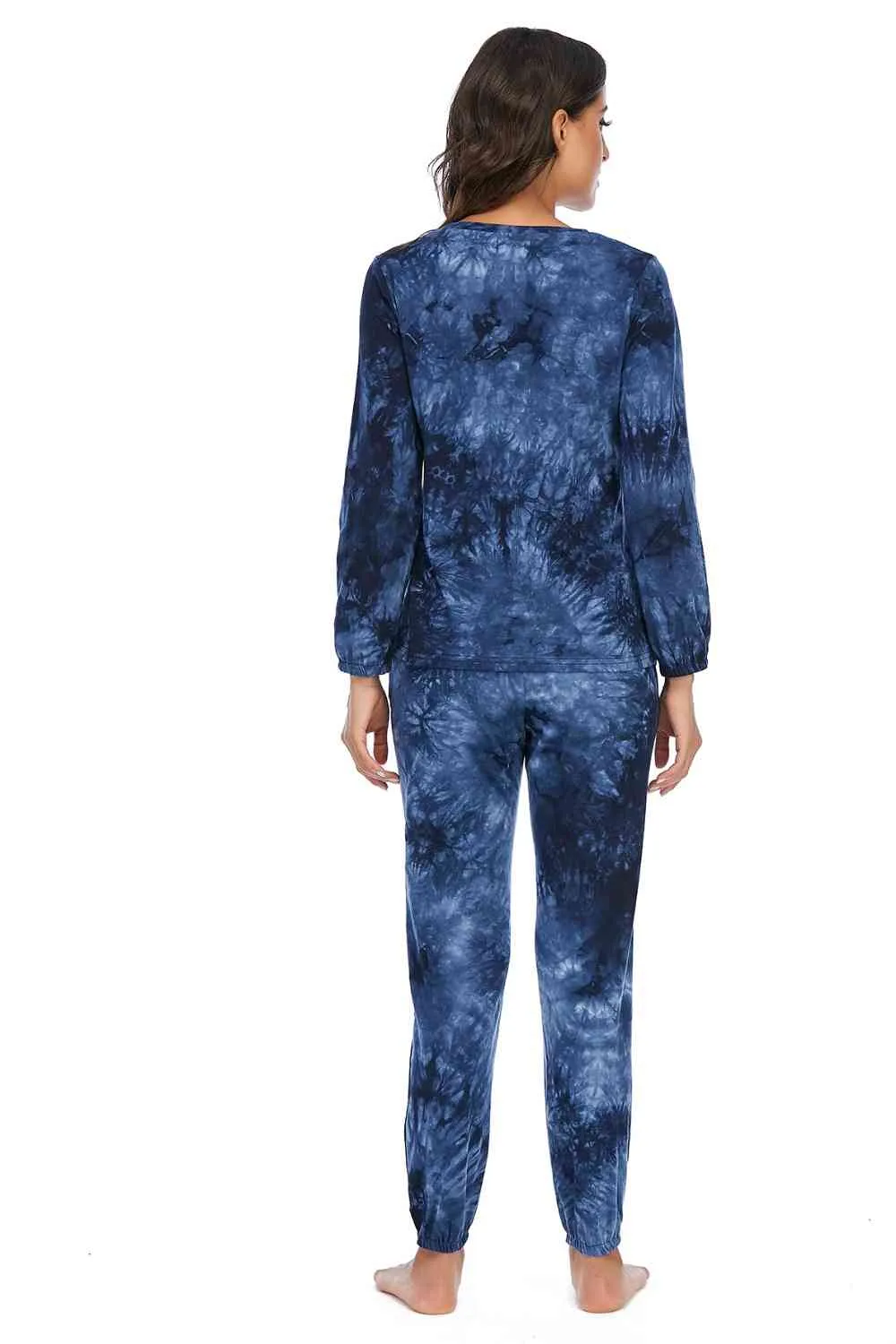 Tie-Dye Top and Drawstring Pants Lounge Set (3 Colors)