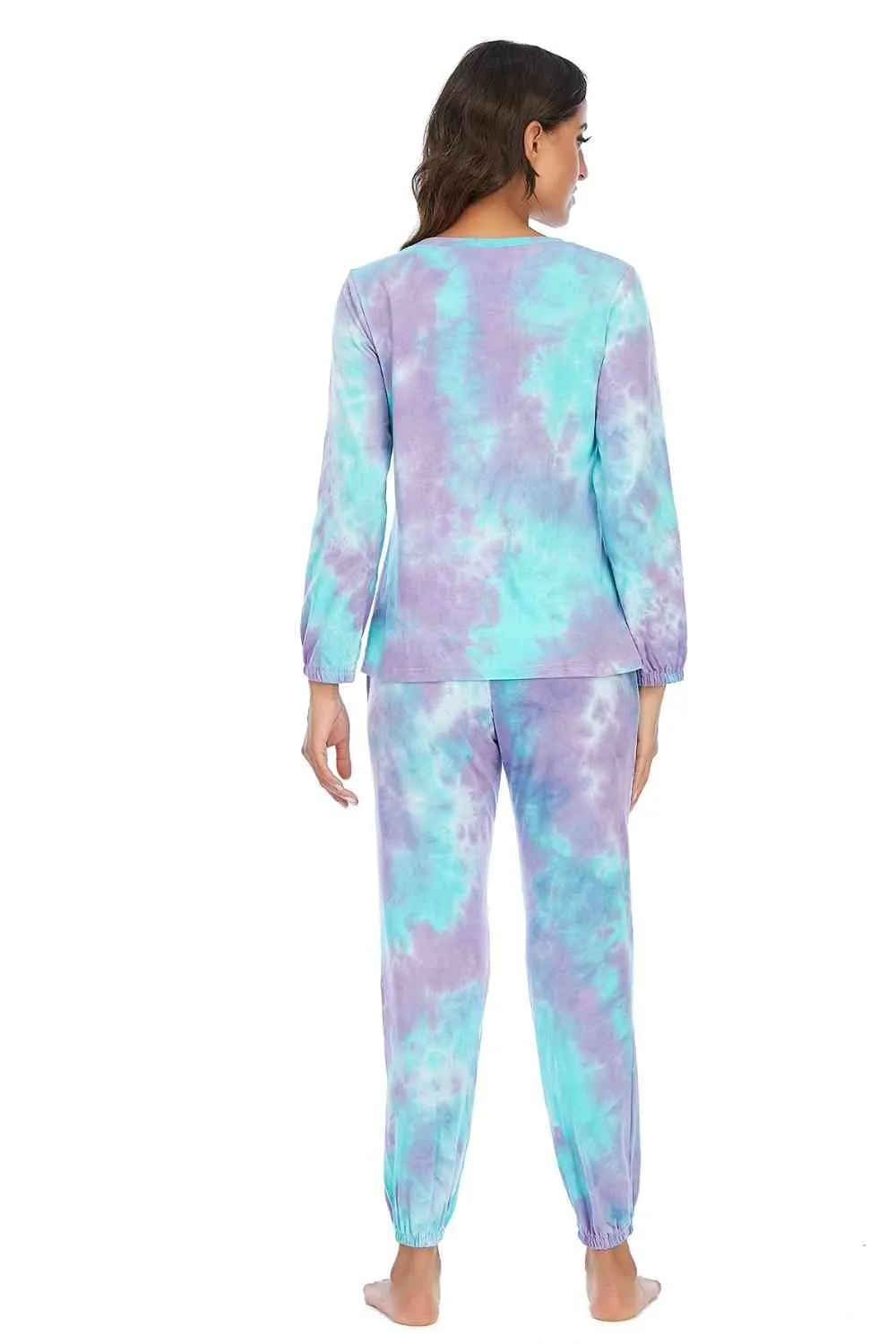 Tie-Dye Top and Drawstring Pants Lounge Set (3 Colors)
