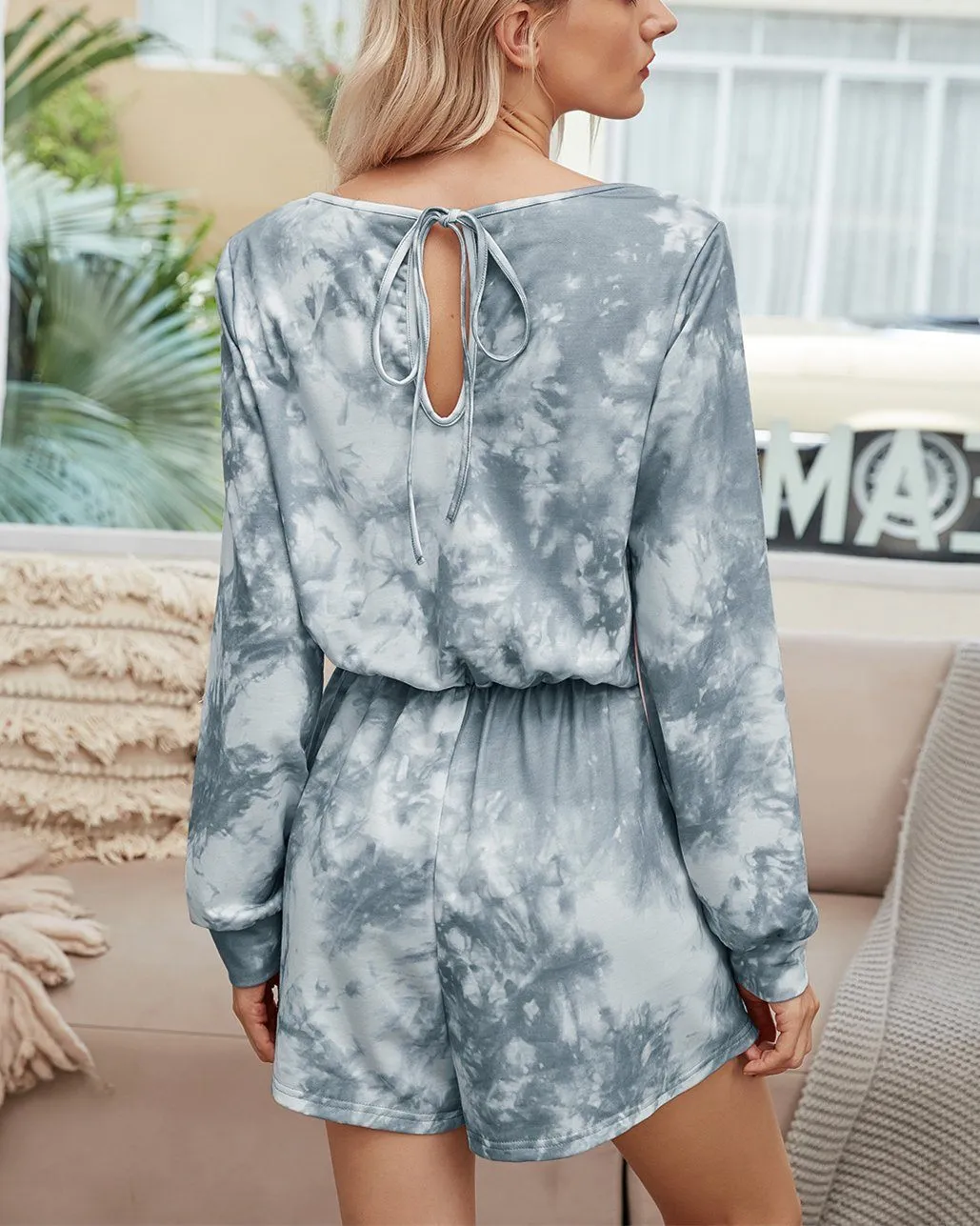 Tie-Dyed Mid Waist Jumpsuit - INK GREY