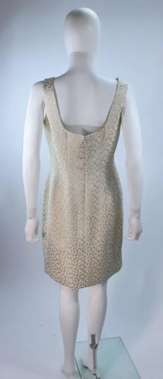 TRAVILLA 2 pc White & Gold Metallic Silk Dress & Coat Size 8