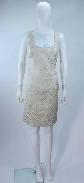 TRAVILLA 2 pc White & Gold Metallic Silk Dress & Coat Size 8