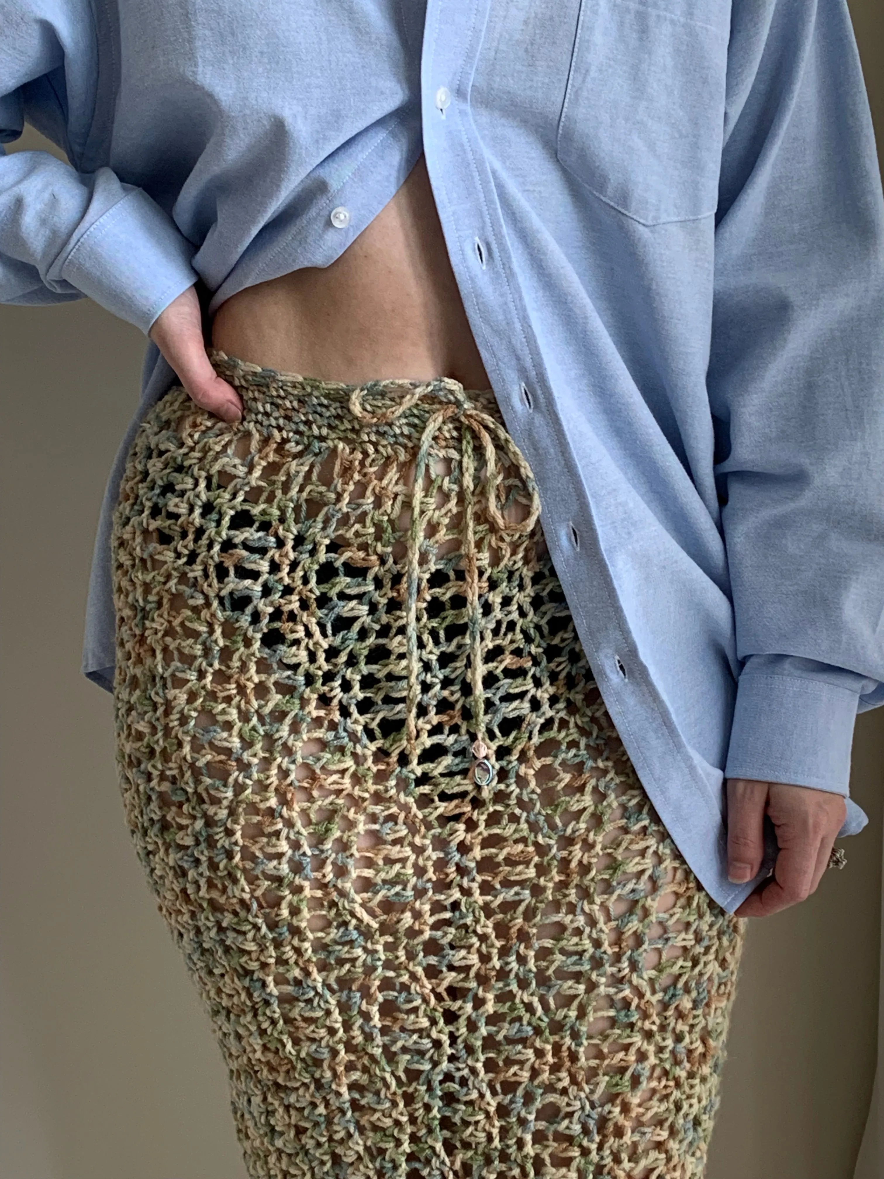 Vintage crochet midi skirt