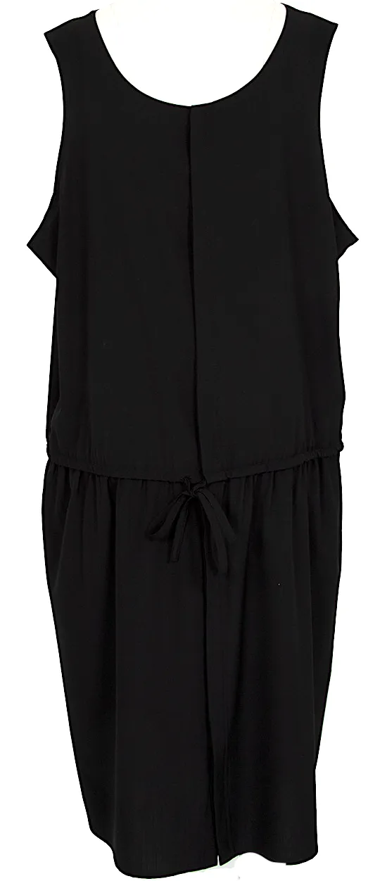 Yohji Yamamoto Japan. NOIR Black Drawstring Wool Sleeveless Dress