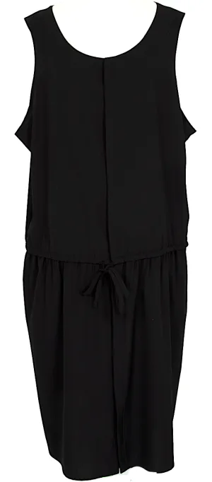 Yohji Yamamoto Japan. NOIR Black Drawstring Wool Sleeveless Dress